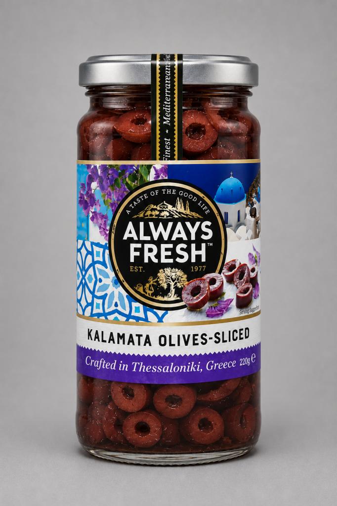 Always Fresh Olives Kalamata Sliced Oil, Condiments & Dressing