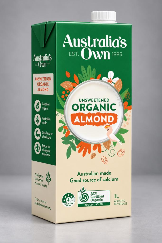 Australia's Own Organic Almond Milk Unsweetened Beverages