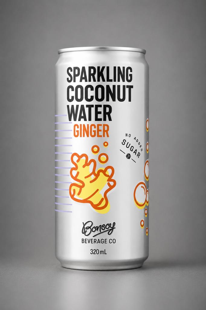 Bonsoy Ginger Sparkling Coconut Water Juice & Cordial
