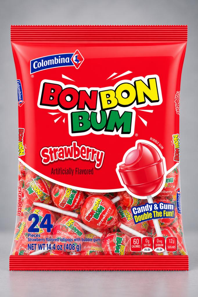 Colombina Bon Bon Bum Strawberry Snacks & Sweets