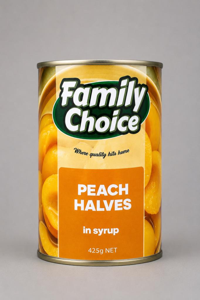 Family Choice Peach Halves in Syrup Canned Foods - Retail