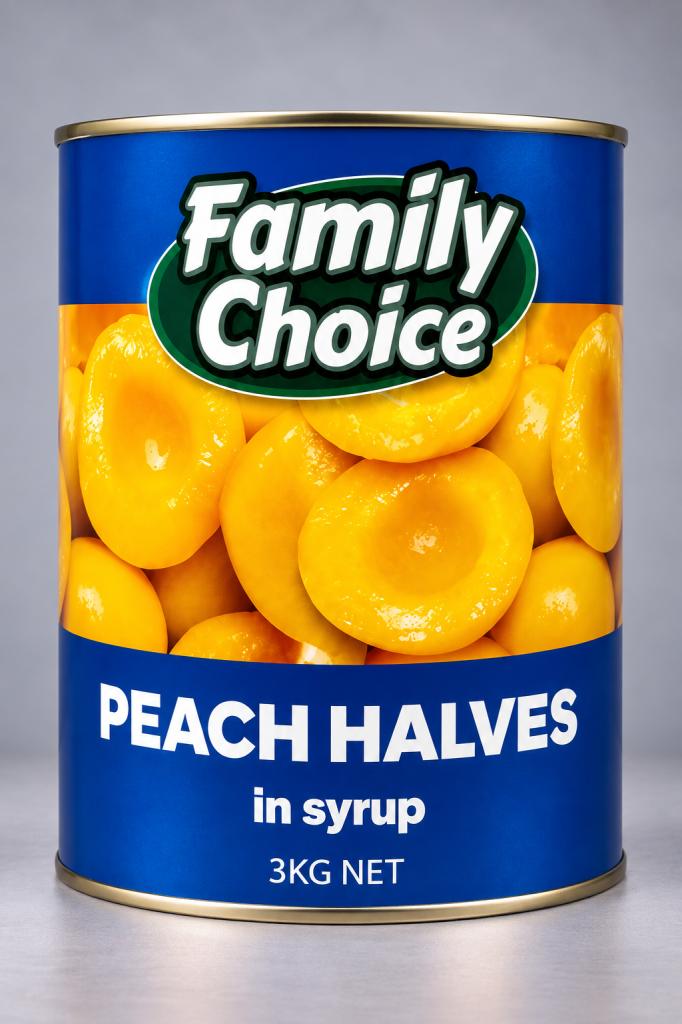 Family Choice Peach Halves in Syrup Canned Fruits