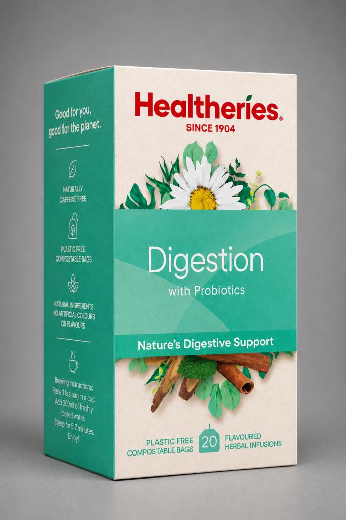 Healtheries Digestion Tea With Probiotics Teabags 20`s Beverages