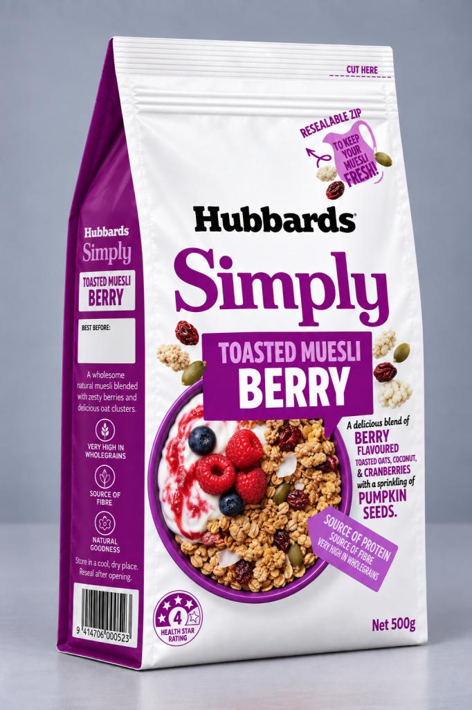 Hubbards Simply Toasted Muesli Berry Muesli & Oats