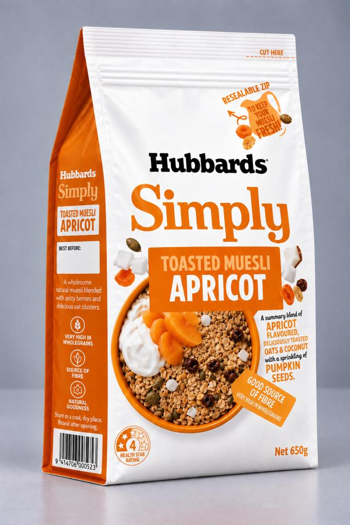 Hubbards Simply Toasted Muesli Apricot Muesli & Oats