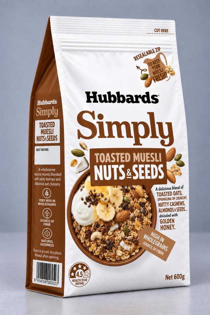 Hubbards Simply Toasted Nuts & Seeds Muesli & Oats