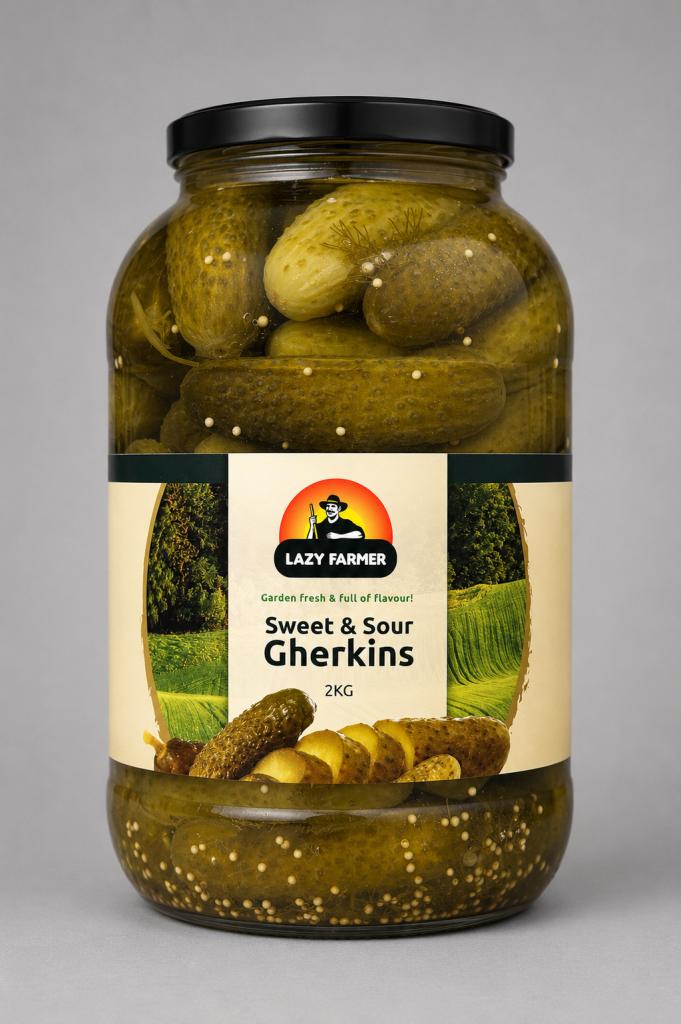 Lazy Farmer Sweet & Sour Gherkins Food Service - Olives, Pickles & Antipasti
