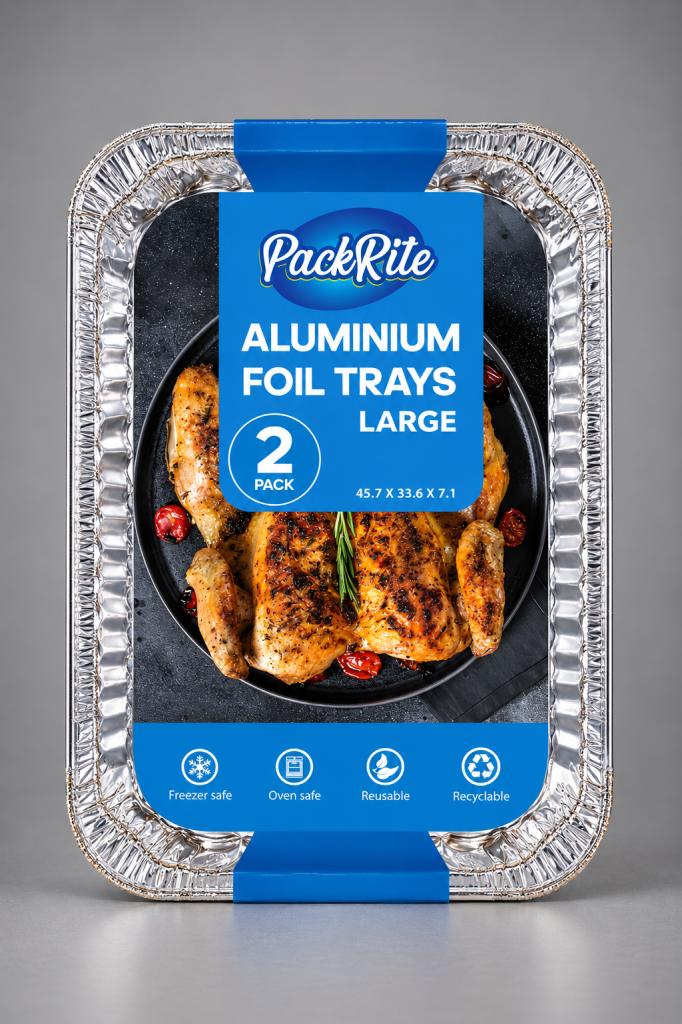 PackRite Aluminium Foil Trays Large (Pack of 2) Household & Pets