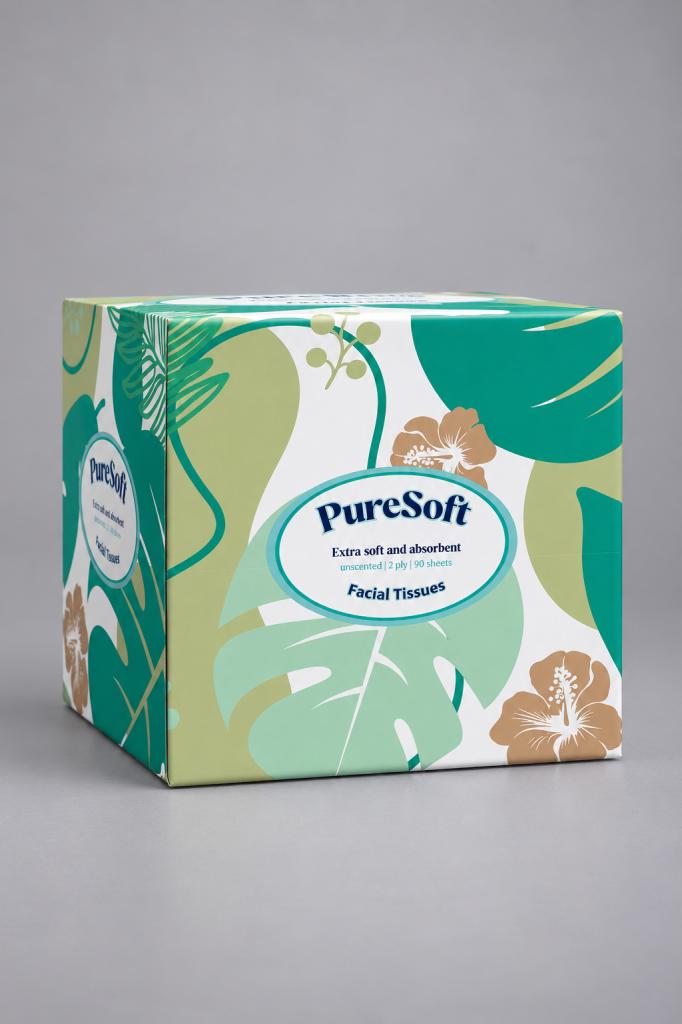 PureSoft Facial Tissues 2Ply 90's Toilet Paper, Tissues & Paper Towels