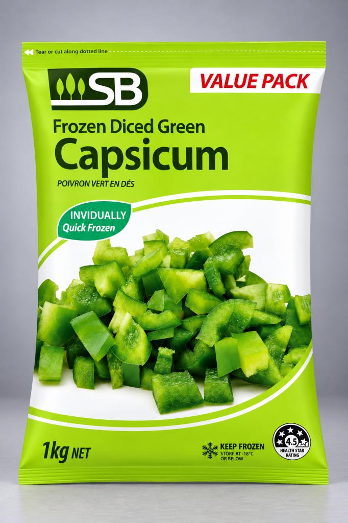 SB Capsicum Green Diced Chilled & Frozen