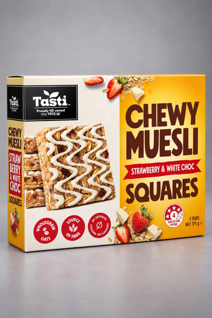 Tasti Chewy Muesli Strawberry & White Choc Squares Snacks & Sweets