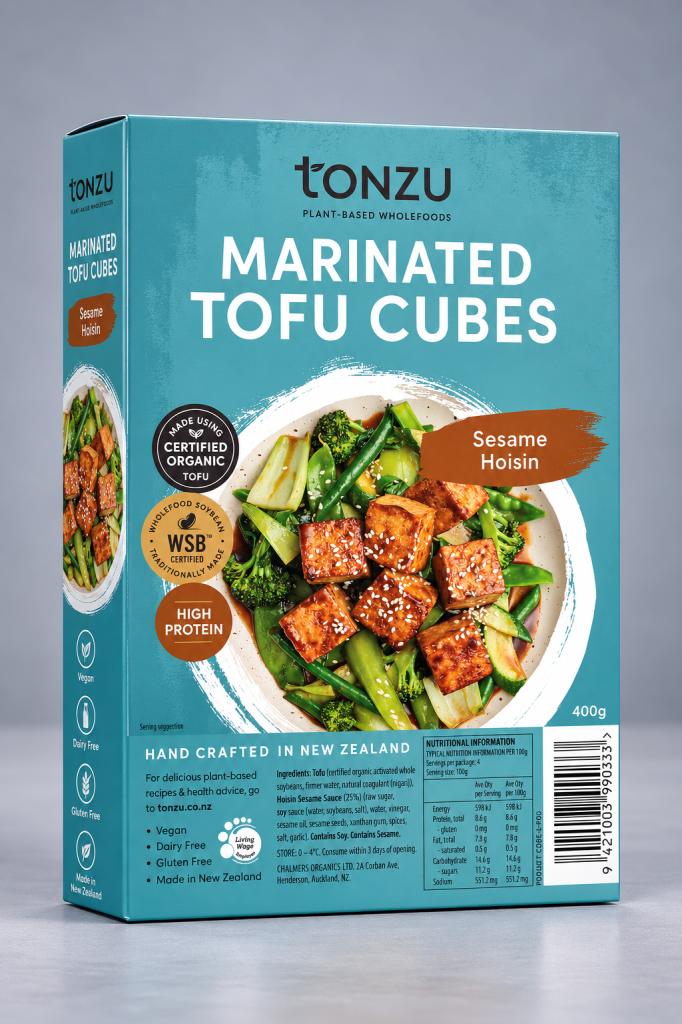 Tonzu Organic Hoisin Marinated Tofu Cubes Chilled & Frozen